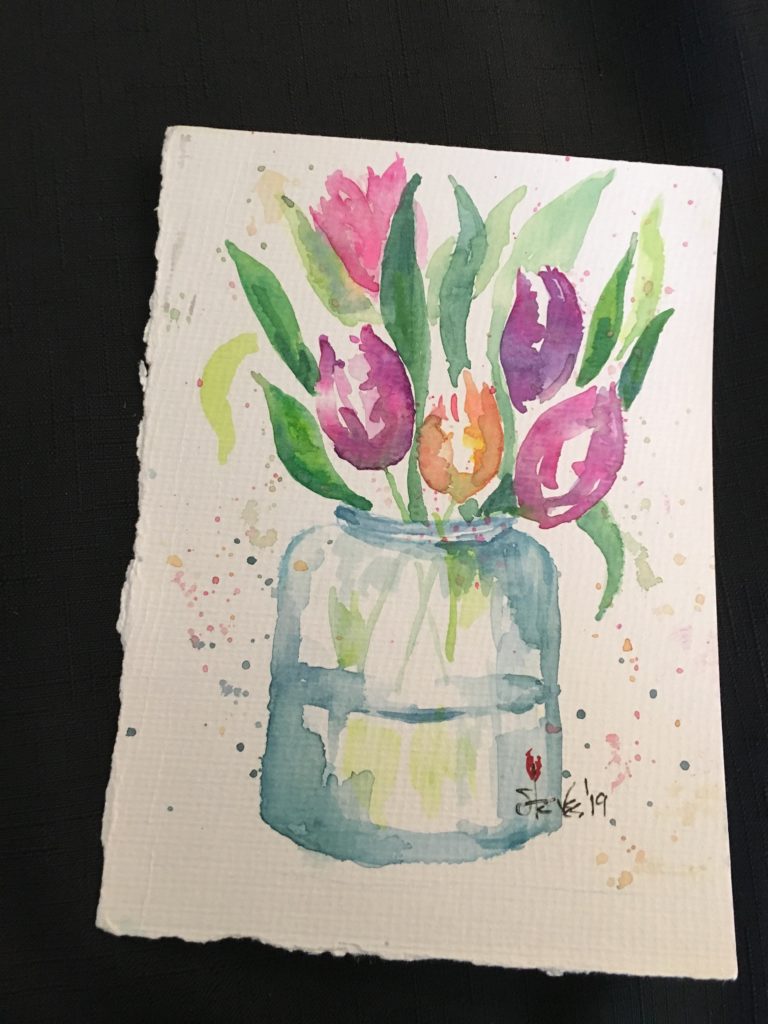 Small Tulips in Jar